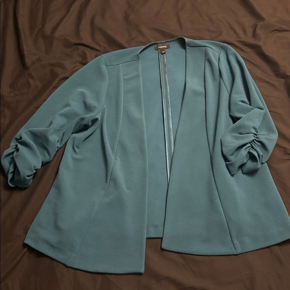 Teal Open Front Blazer